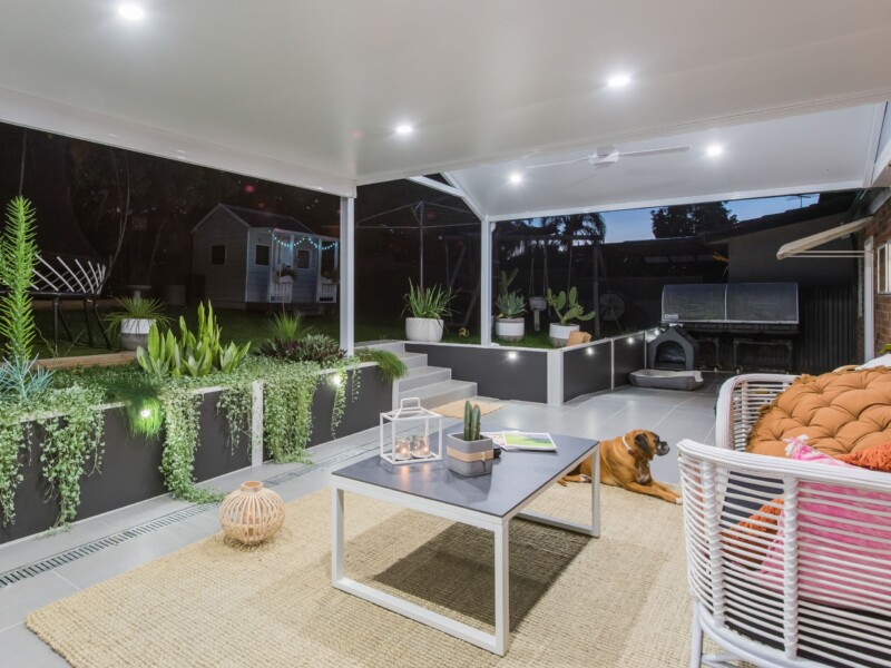 Outdoor living area creates shade and shelter - a pet paradise