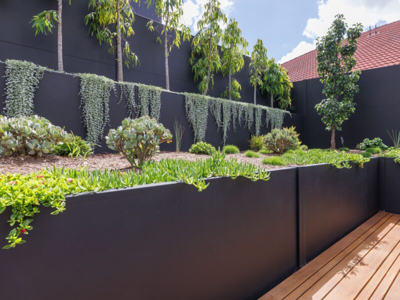 Industrial chic retaining walls make a bold statement
