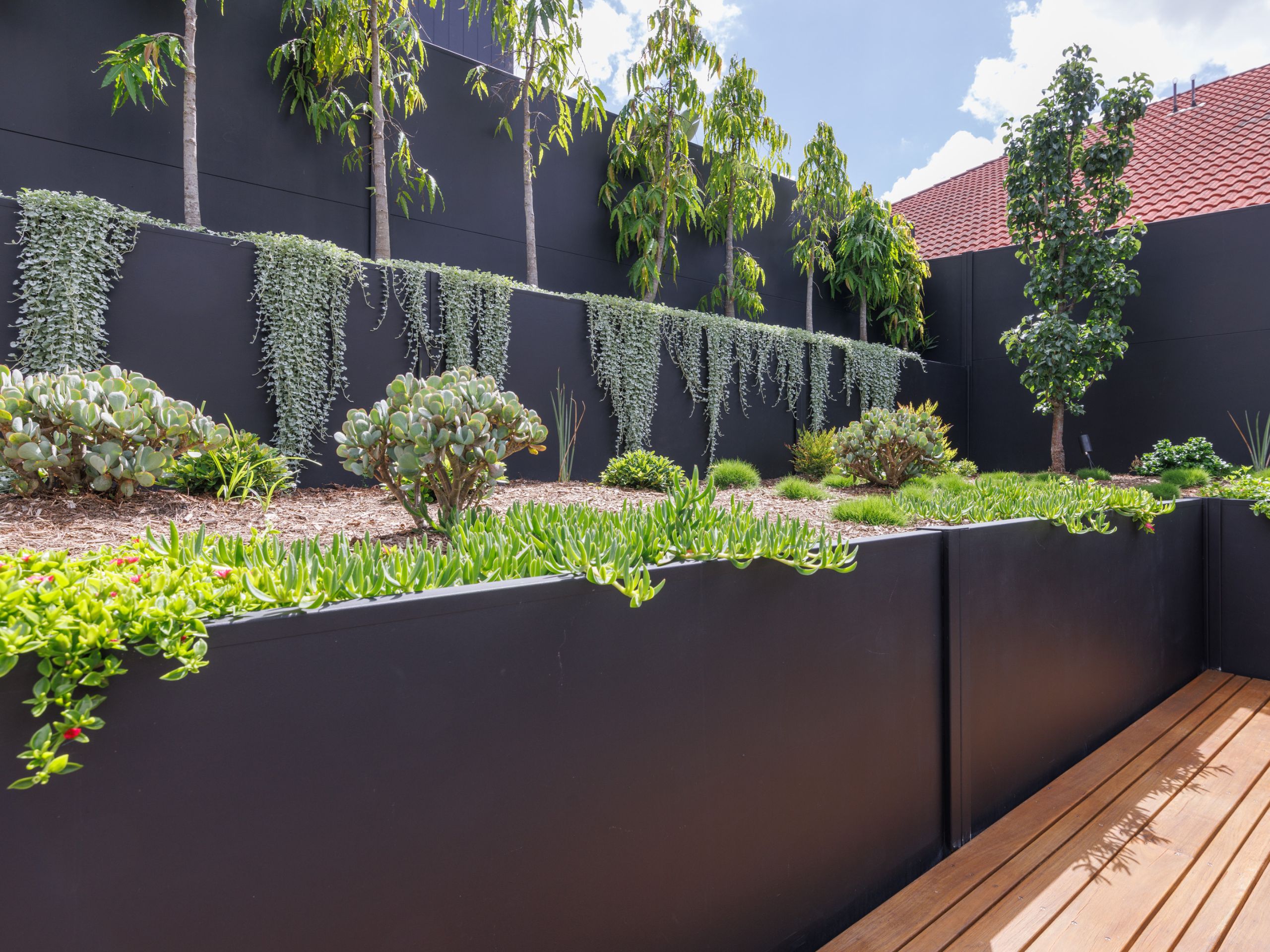 Industrial chic retaining walls make a bold statement