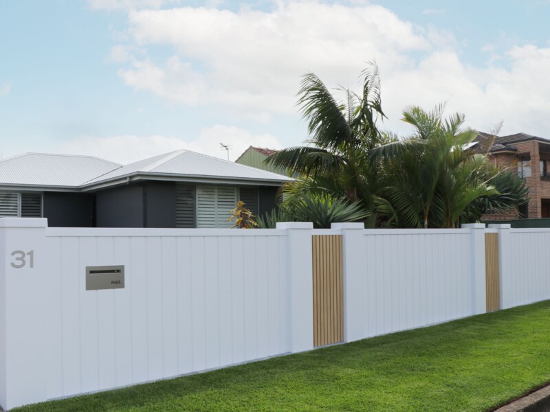 Boundary wall and fencing project: Front wall using EstateWall customised with cladding.