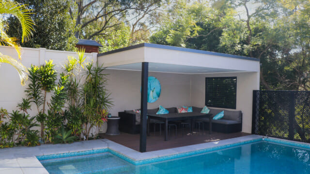 Susie T Designs - TrendWall boundary wall and pool cabana