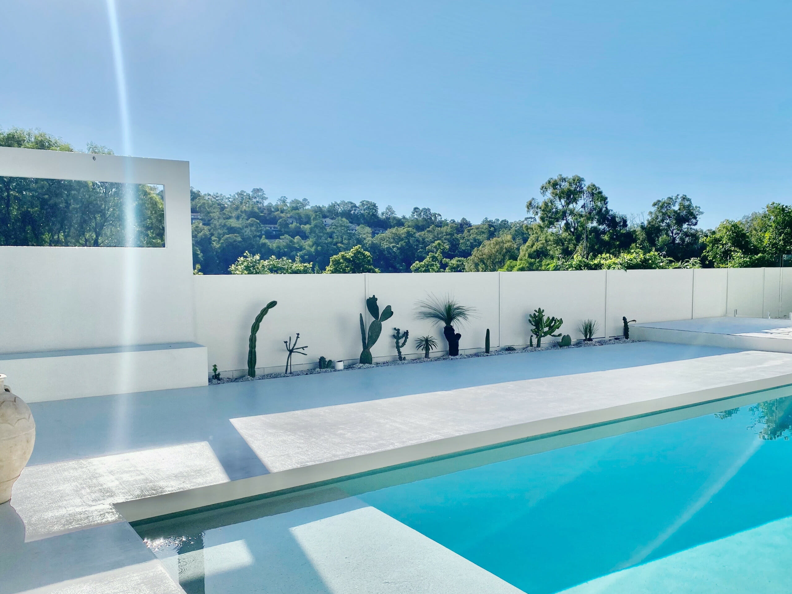 A minimalist colour palette perfectly suits this Ibiza-inspired backyard