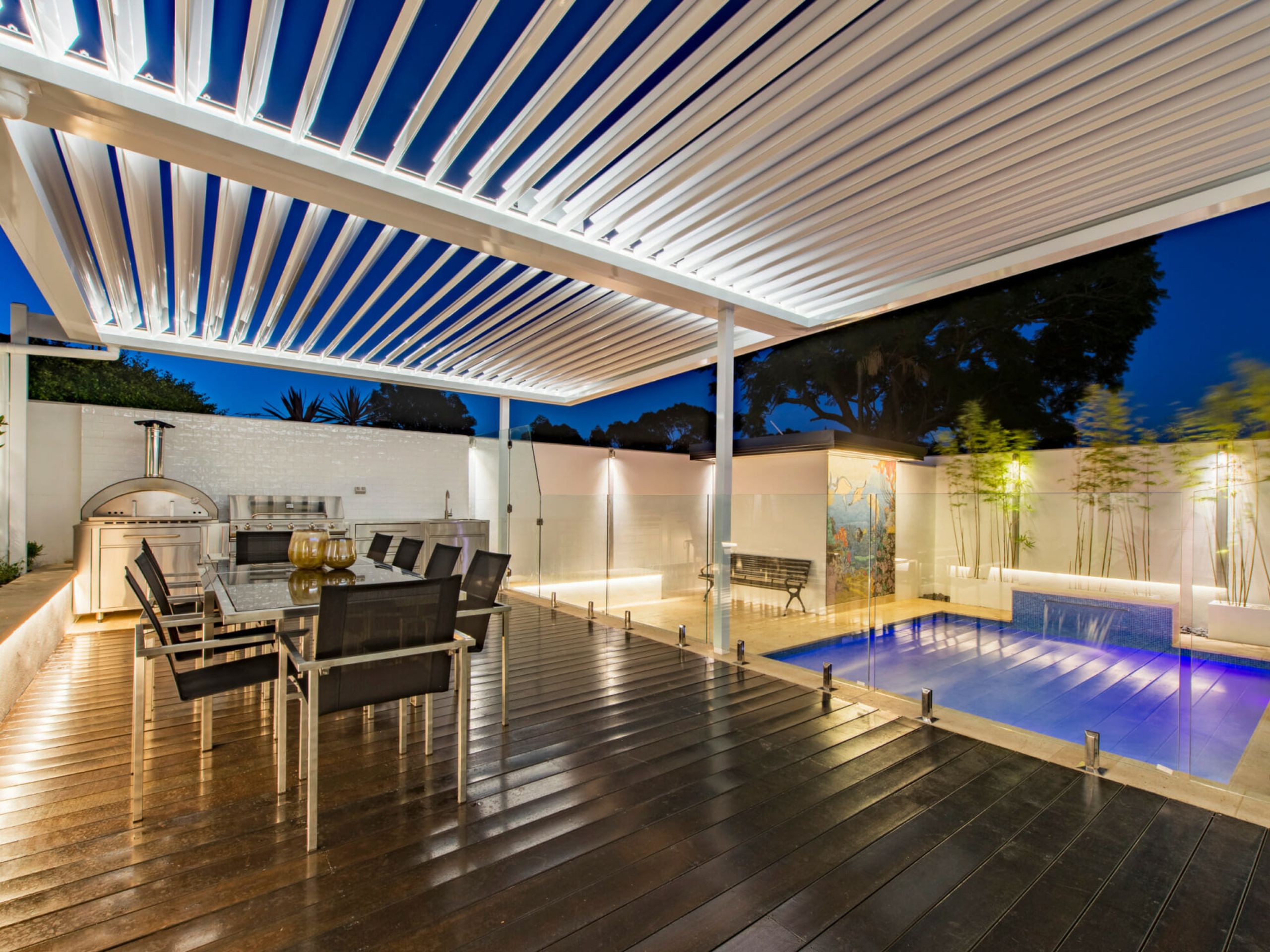 A comfortable alfresco area can always benefit from outdoor lights