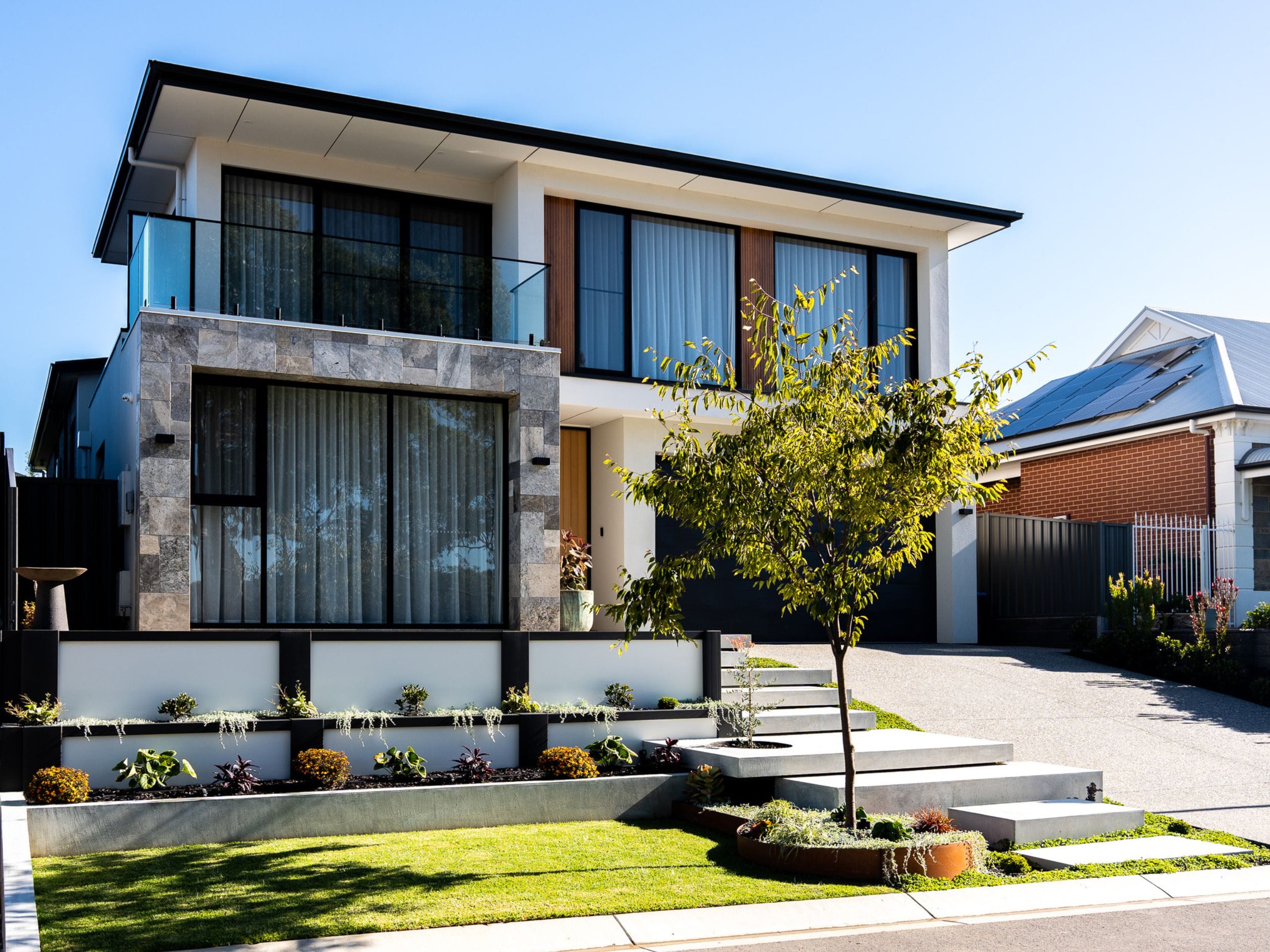 This DIY retaining wall illustrates how a considered landscape design can create a striking facade