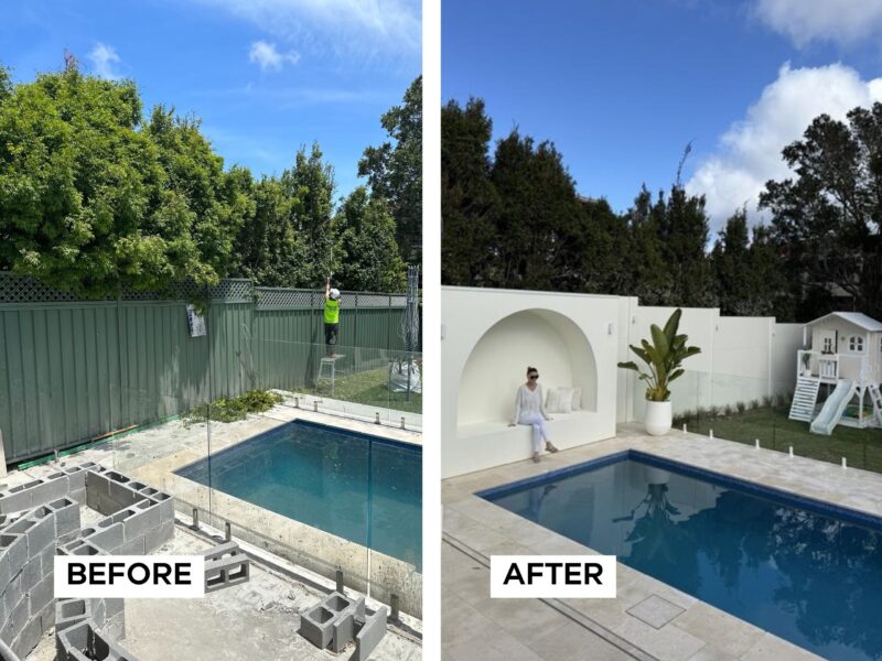 Alhana Friend Before and After installing a ModularWalls VogueWall boundary wall