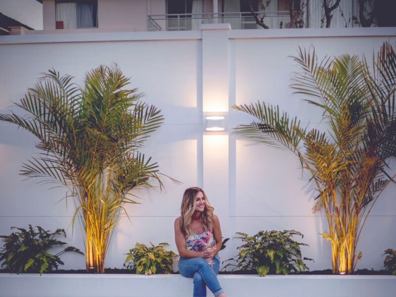 Elise from season 2020 of the Block sits in front of her ModularWalls VogueWall