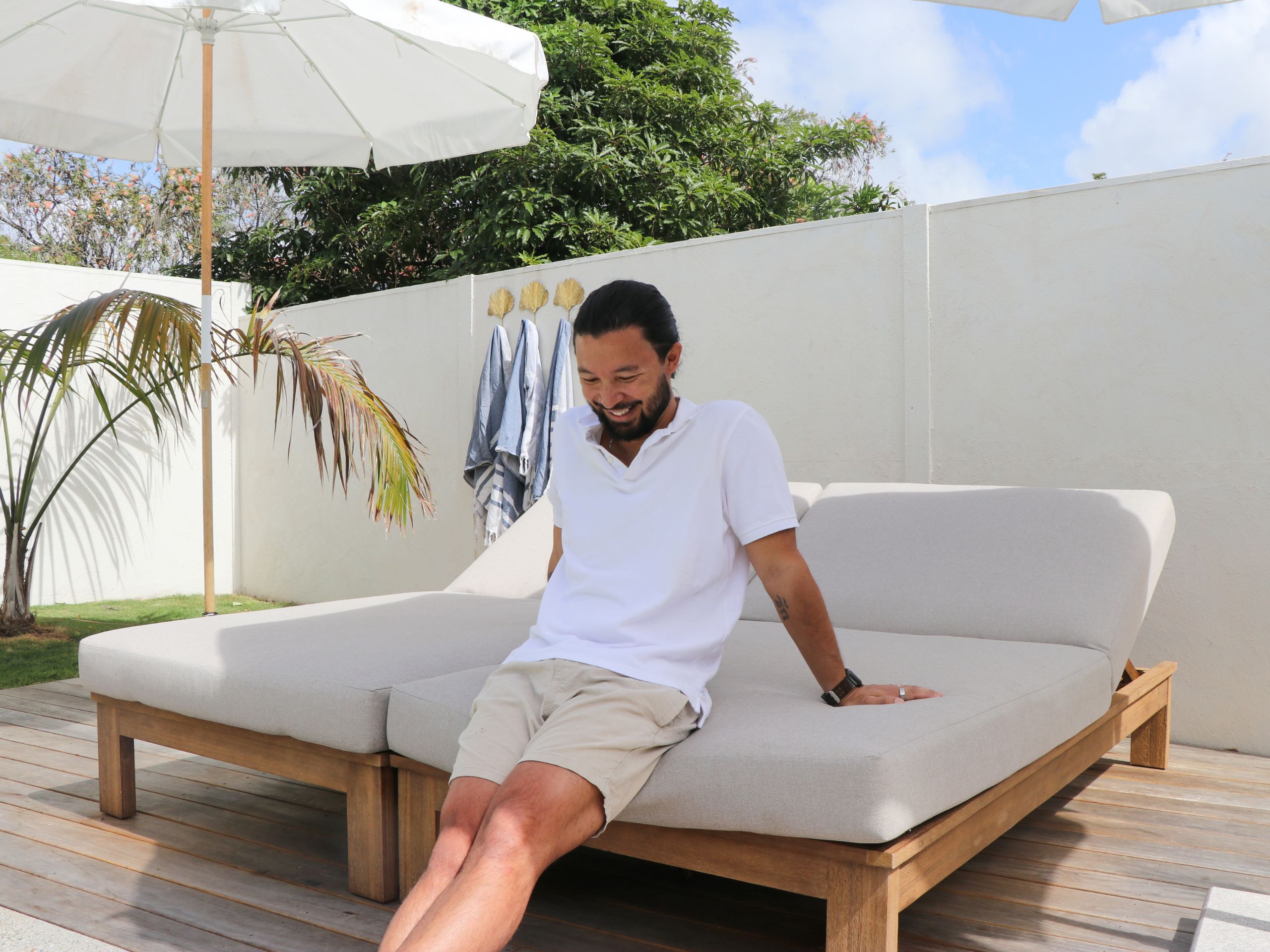 Ben Mack in his backyard