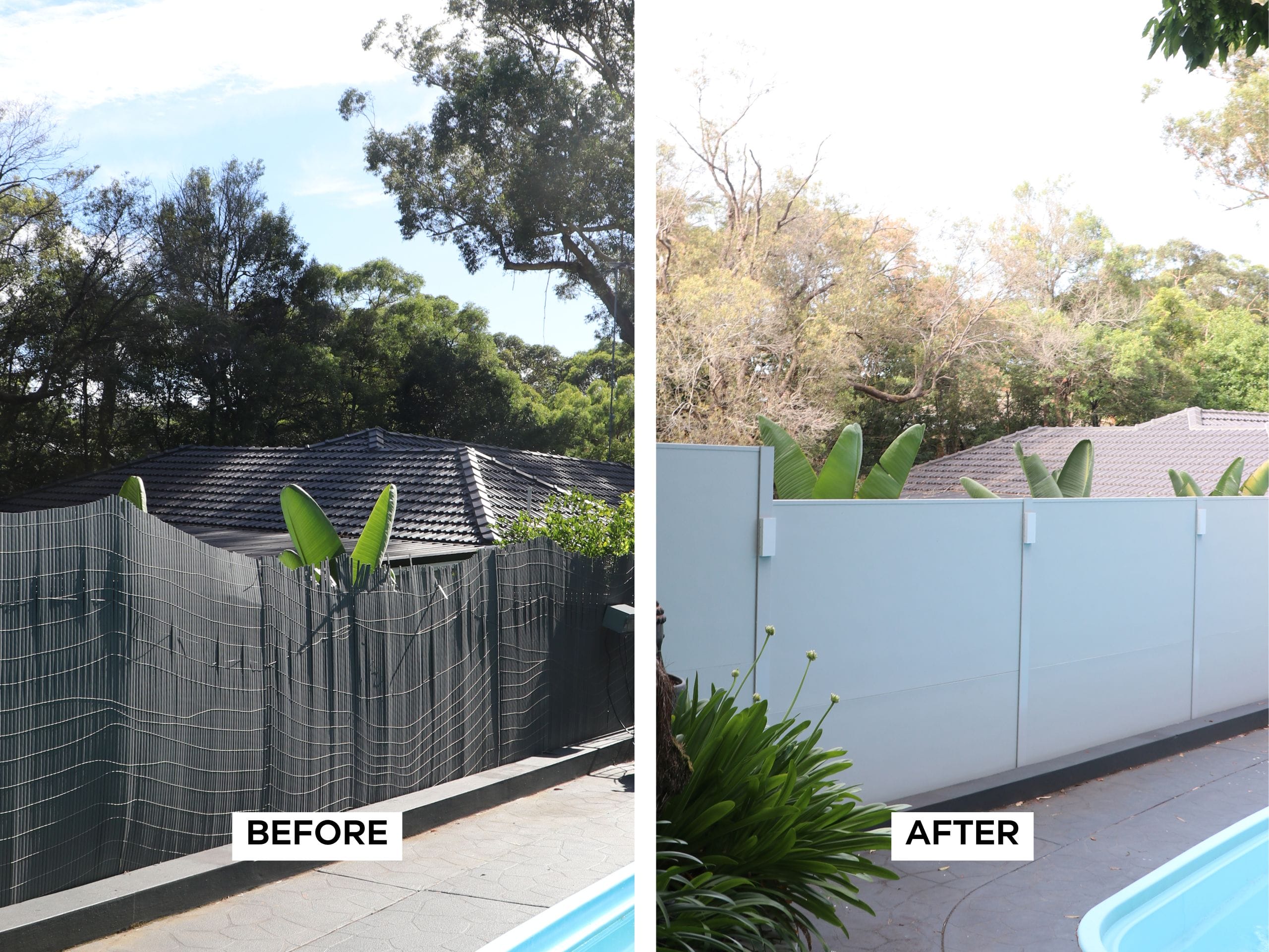 Transforming a tired non-compliant fence into a barrier that brought pool safety compliance totally rejuvenated this backyard