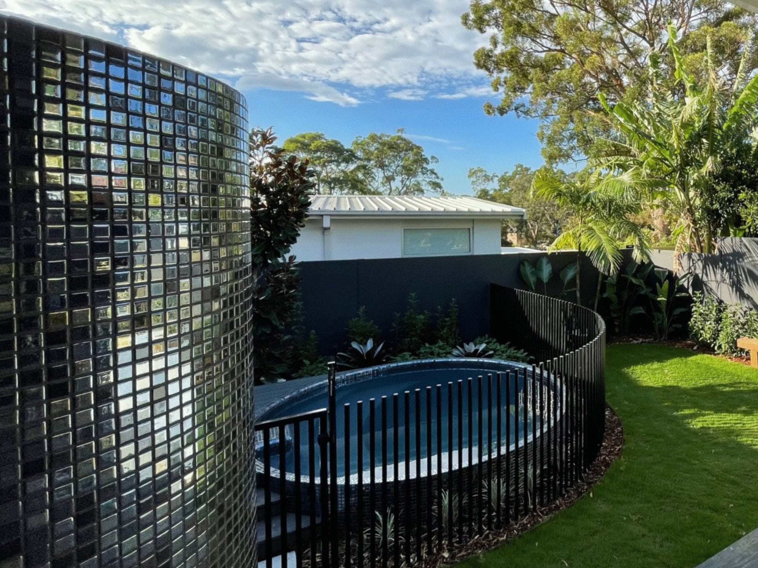 Powerful striking pool design is a key feature of landscaping trends