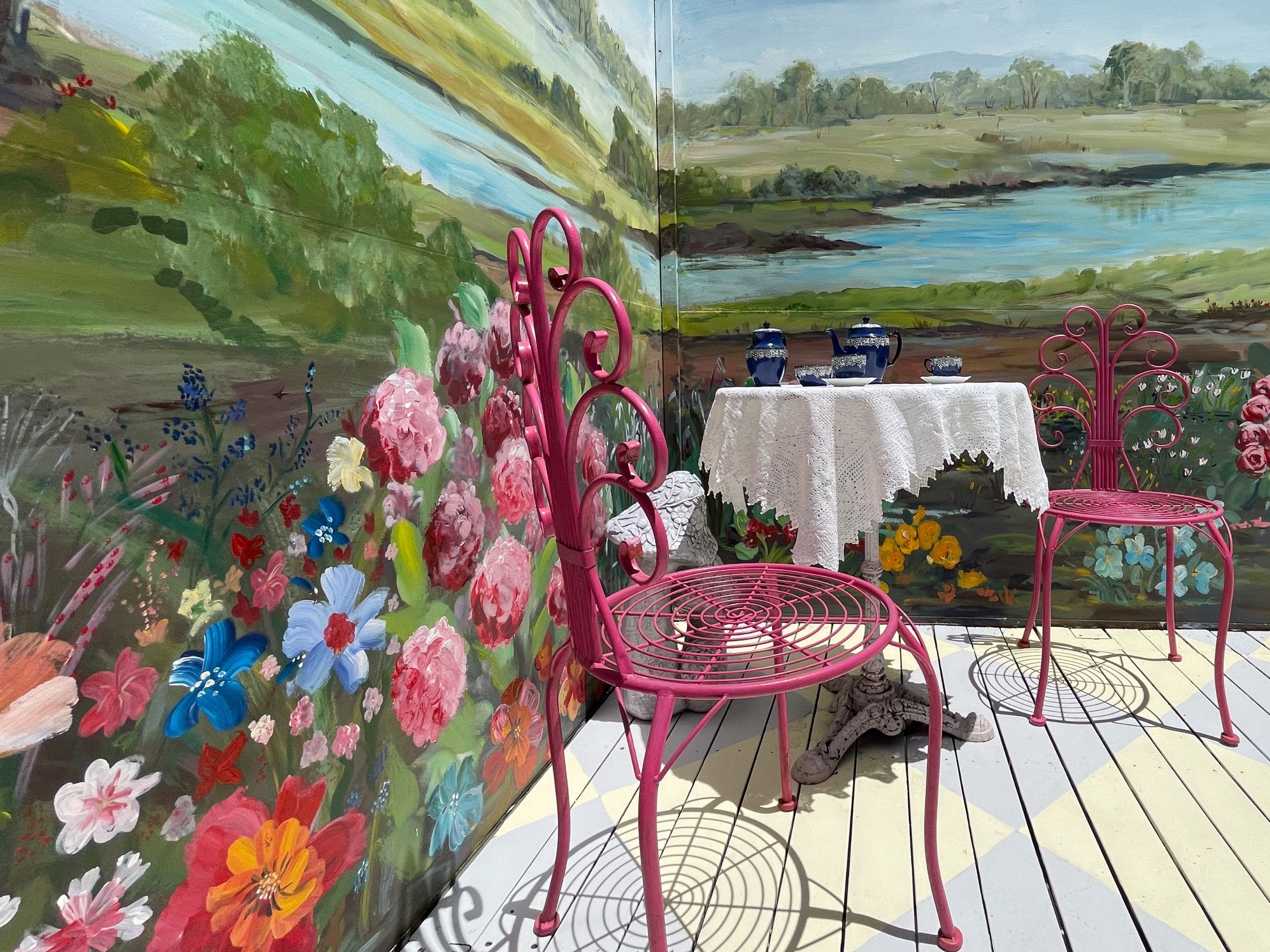 A painted backdrop turns a small space into a magical setting for imaginative play. 