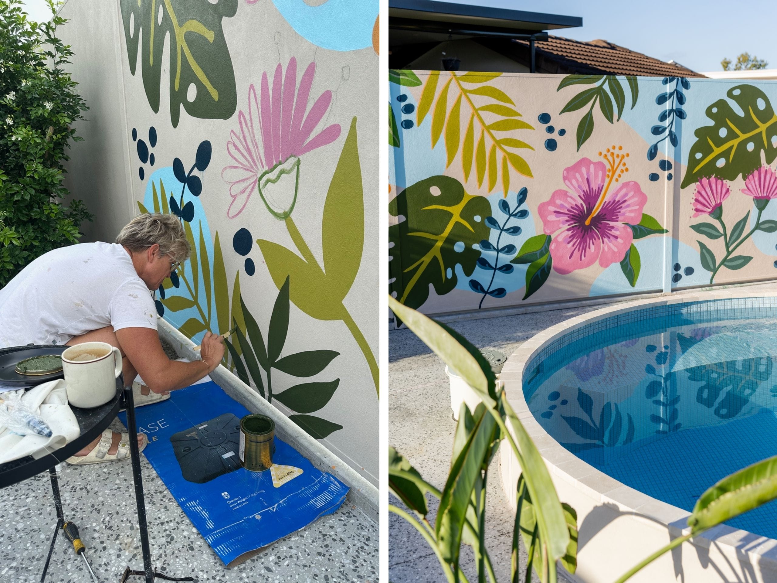 As soon as they discovered ModularWalls, the idea for a custom mural began to take shape. Drawing inspiration from the Cook Islands, North Queensland and the Sunshine Coast, they transformed the smooth wall into a vibrant piece of artwork that reflects their personality and love of tropical living.